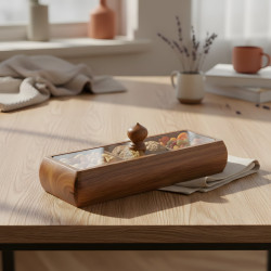 Wooden Three-Section Serving Platter with Acrylic Lid